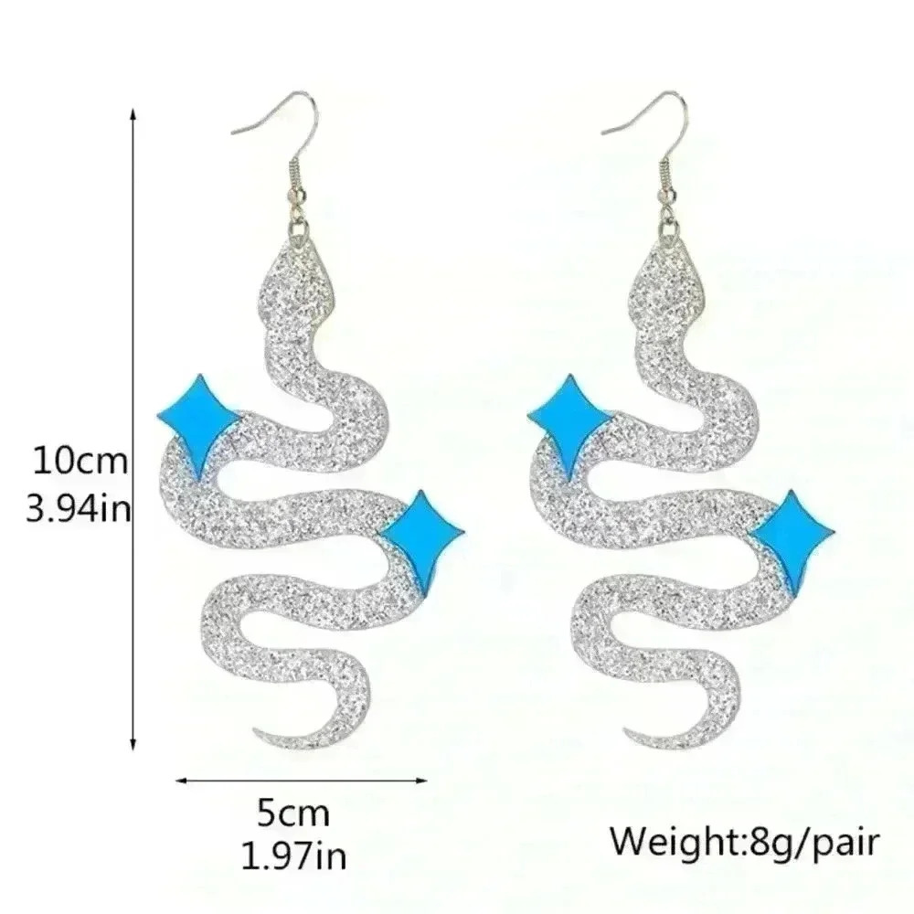Glittery Silver Snake Oversized Earrings, Festival, Christmas, New Year’s, Party - Picture 6 of 6